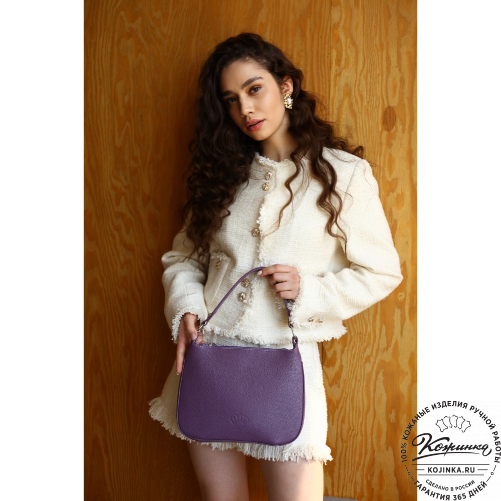  Кожаная женская сумка "Каролина" (темная сирень)